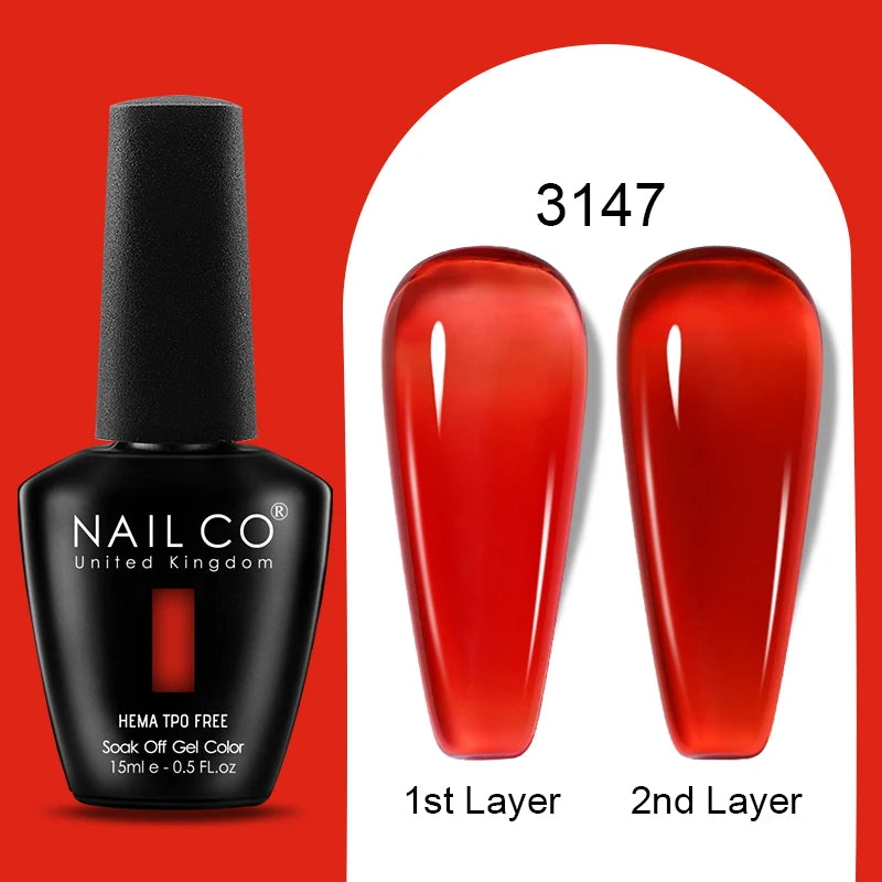NAILCO 15ml Colorful Jelly Gel Nail Polish Gorgeous Color HEMA TPO FREE Soak Off UV LED Semi Permanent Long Wear Gel Varnish