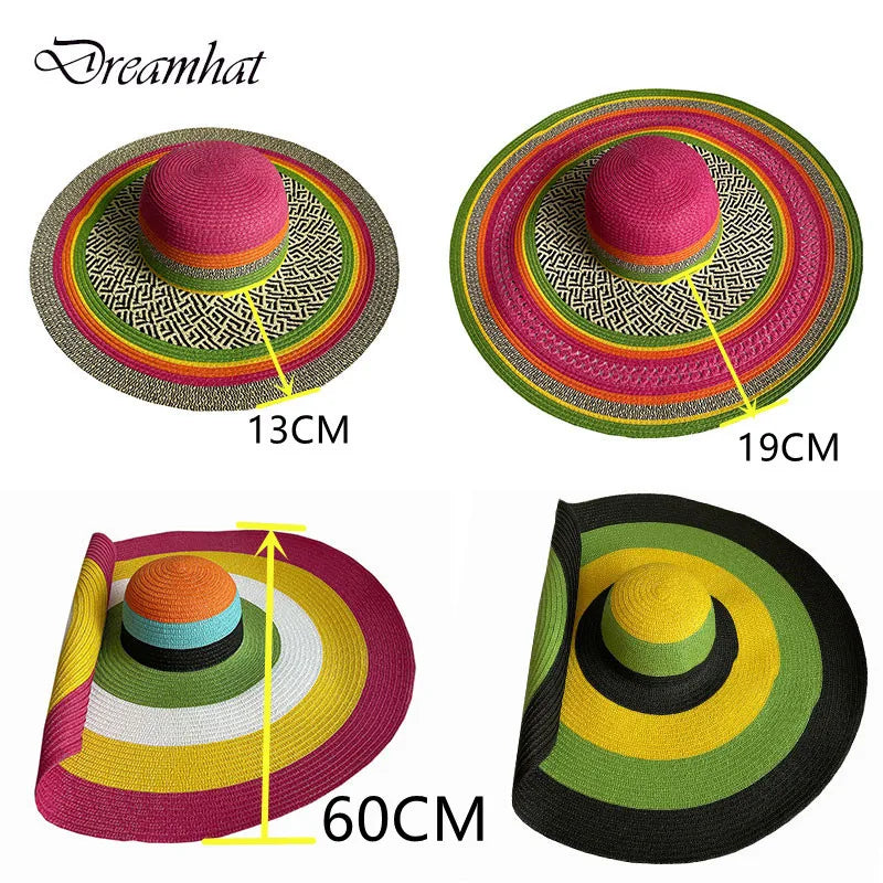 60cm Oversized Foldable Straw Sun Hat