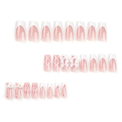 24 square-shaped false nails, 1 jelly glue sticker + 1 nail file