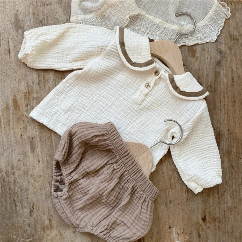 Navy Cotton Baby Outfit Set