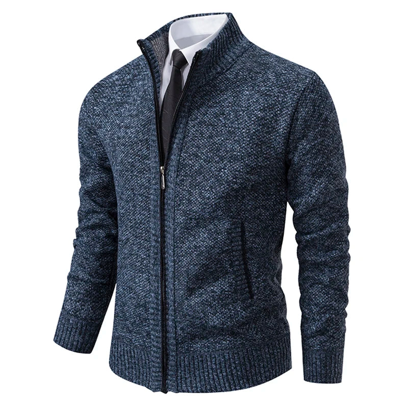 Stand Collar Fleece Zip Cardigan