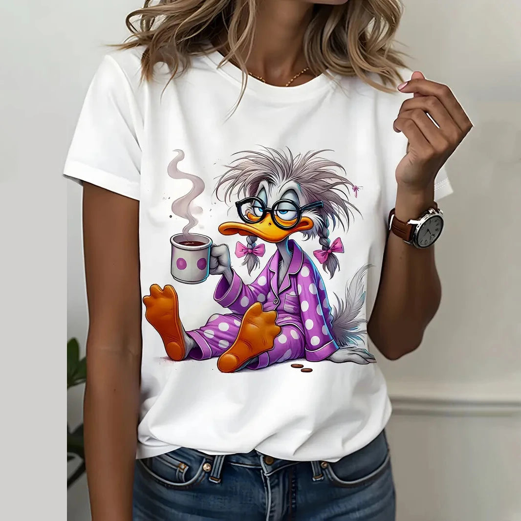 Playful Oversized Cartoon Casual Tee