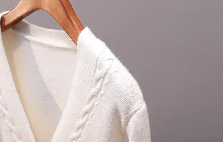 Red Knit Button Cardigan Sweater