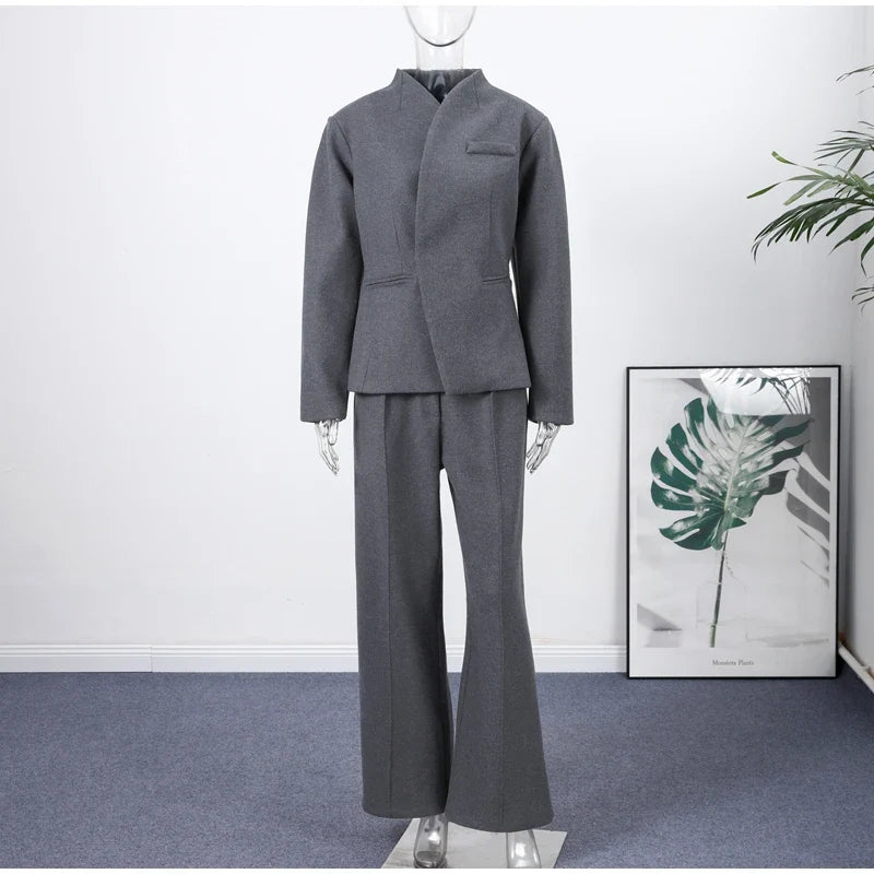 Elegant V-Neck Office Suit Set