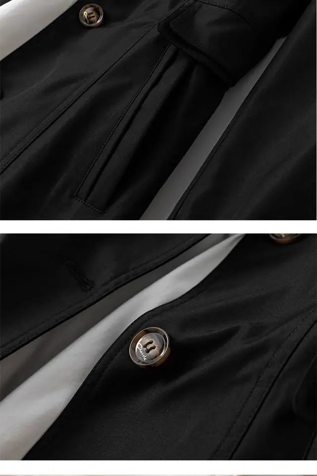 Slim Double Breasted Long Trench