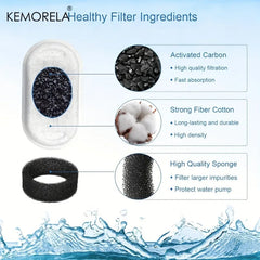 20PCS Cat Water Fountain Activated Carbon Dog Water Bowl Dispenser Replacement Filters with 20 Sponges for Home Pet Hydration
