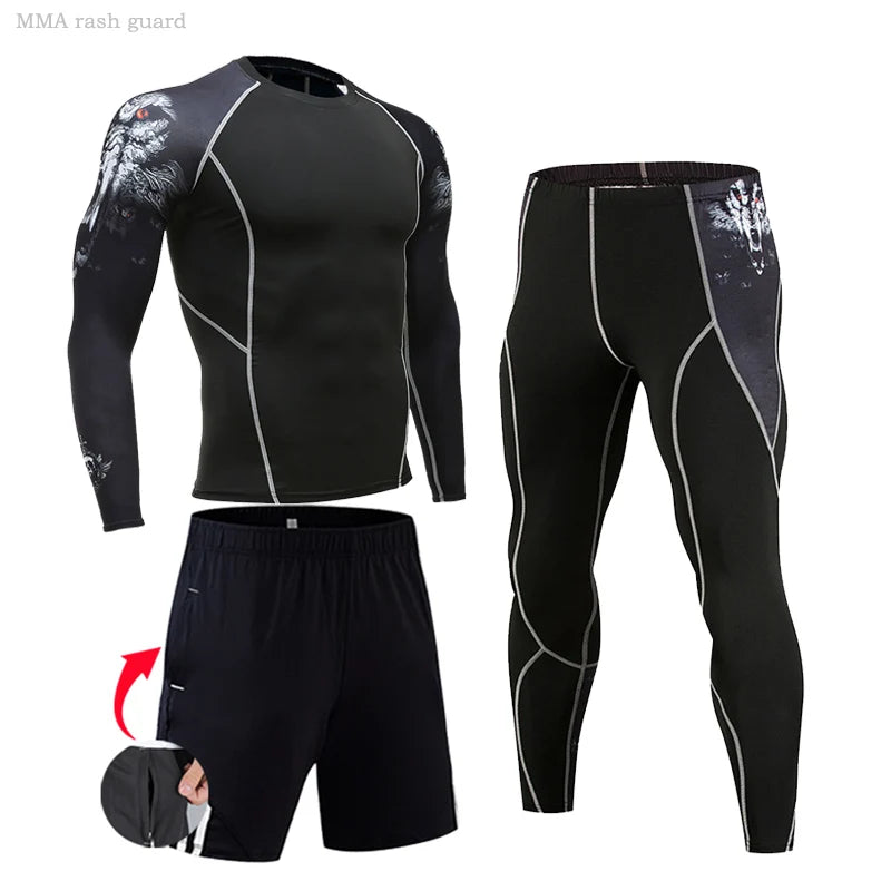 Compression Rashguard Gym Tights Set