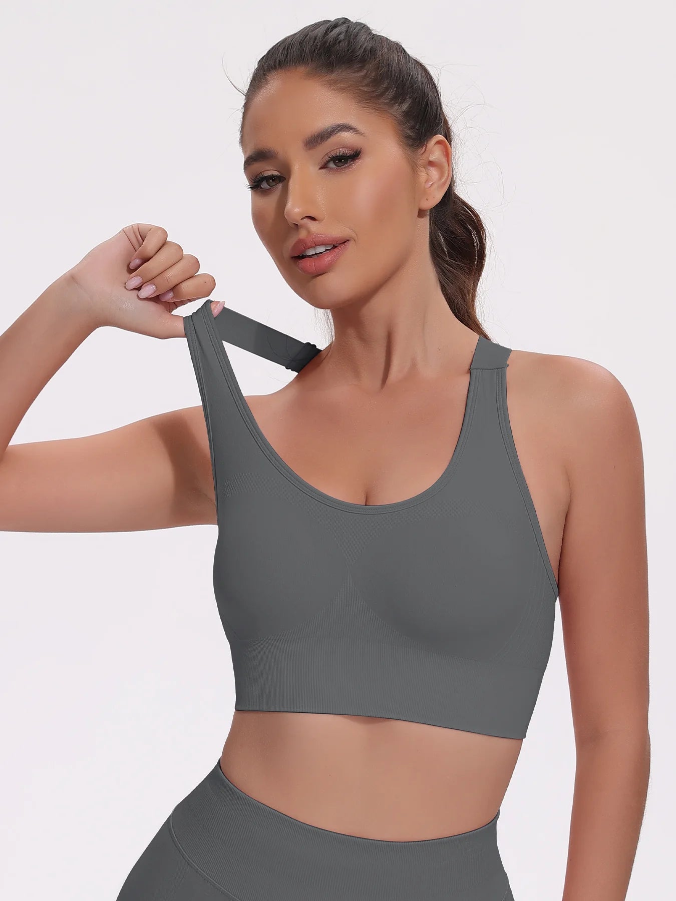 Beautiful Back Sports Bras For Women Seamless Adjustable Strap Shockproof Elastic Fitness Athletic Brassiere Slim Yoga Top