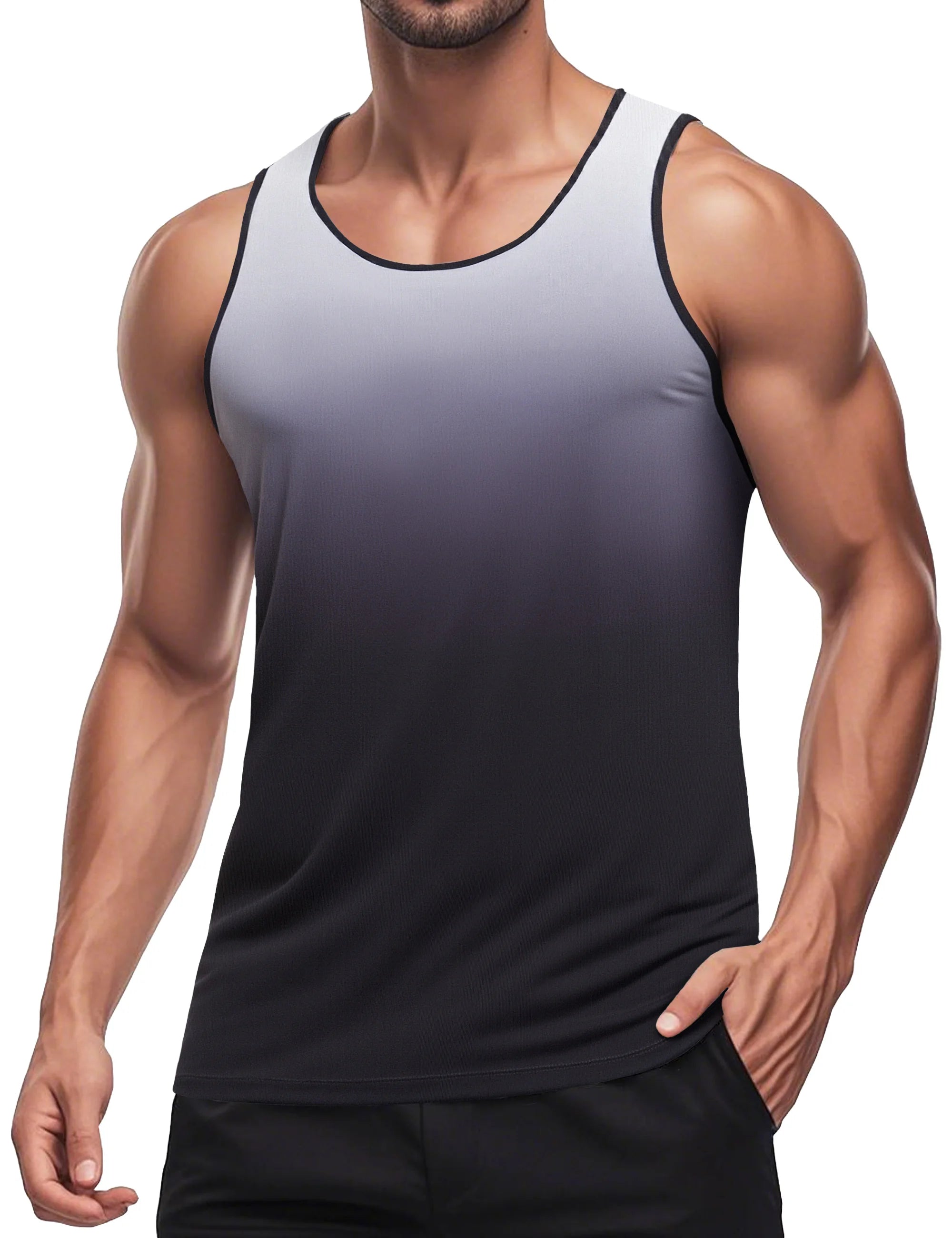 TACVASEN Men's Muscle Tank Top Quick Dry Sleeveless Workout Gym Shirt Athletic Running Fitness Lightweight Stretch Summer Top