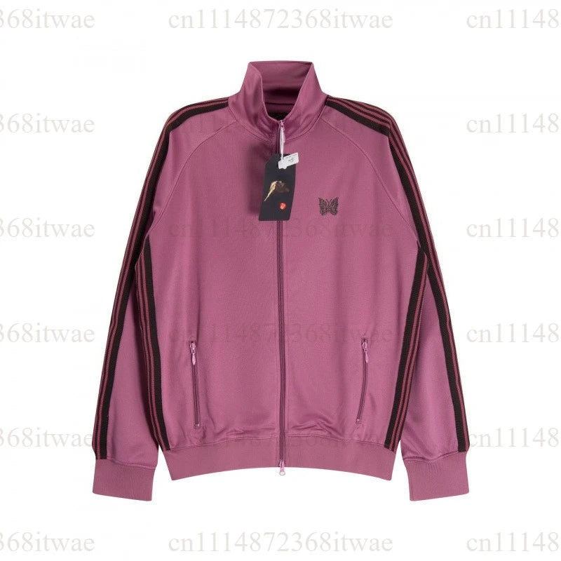 Unisex Embroidery Track Suit Striped Tape Zip‑Up Jacket Pants Set Casual Sportswear Outfit Long Sleeve Athletic Tracksuit Set