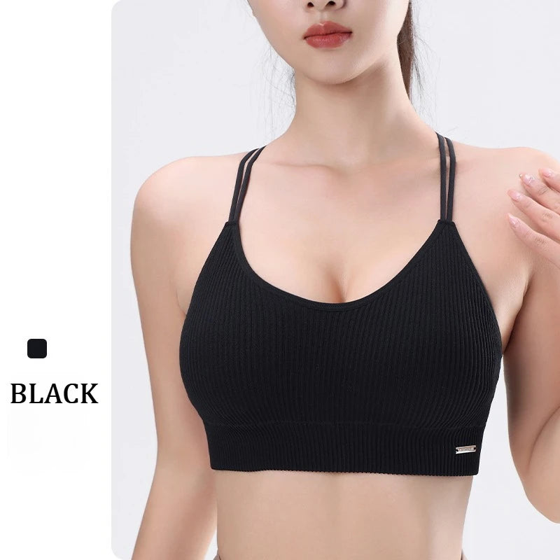 Women's Sports Bra Shock-proof Push-up Beautiful Back Cross Fitness Vest Top Gym Clothing Yoga Vest Running Sexy Fitness Bra