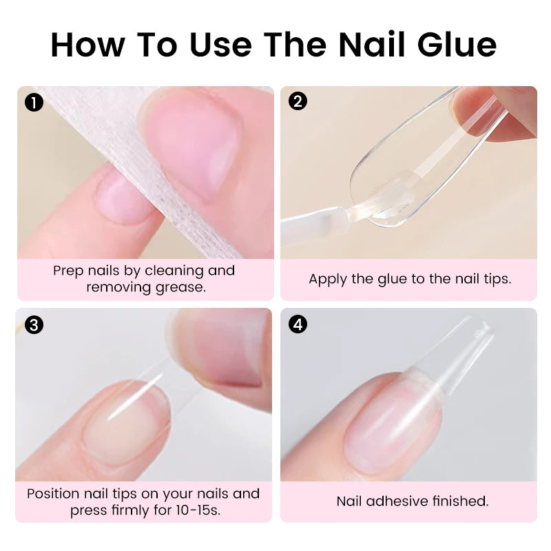 UR SUGAR 10ML Nail Glue No Need Lamp False Nail Tips Gel Cured Clear Color Nails Tools Super Strong Acrylic Tips Rhinestone Bond