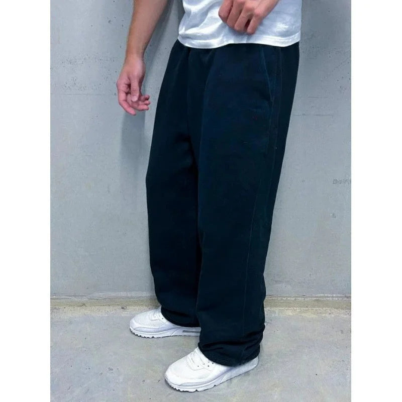 autumn winter man/woman Jogging Straight Sweatpants Street Style wide leg pants Casual Solid colors versatile Loose Men's Pants