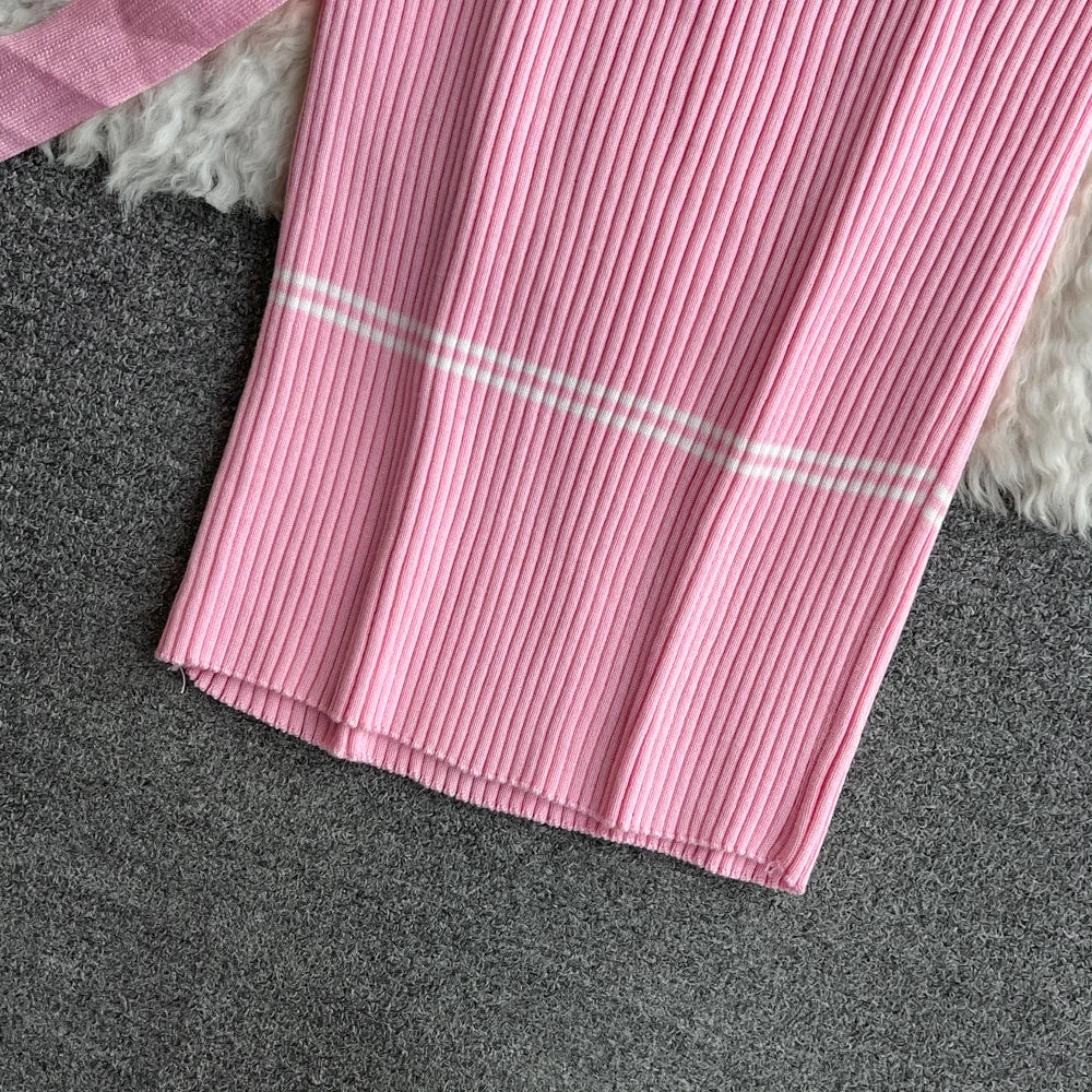 Elegant Rib Knit Pencil Dress