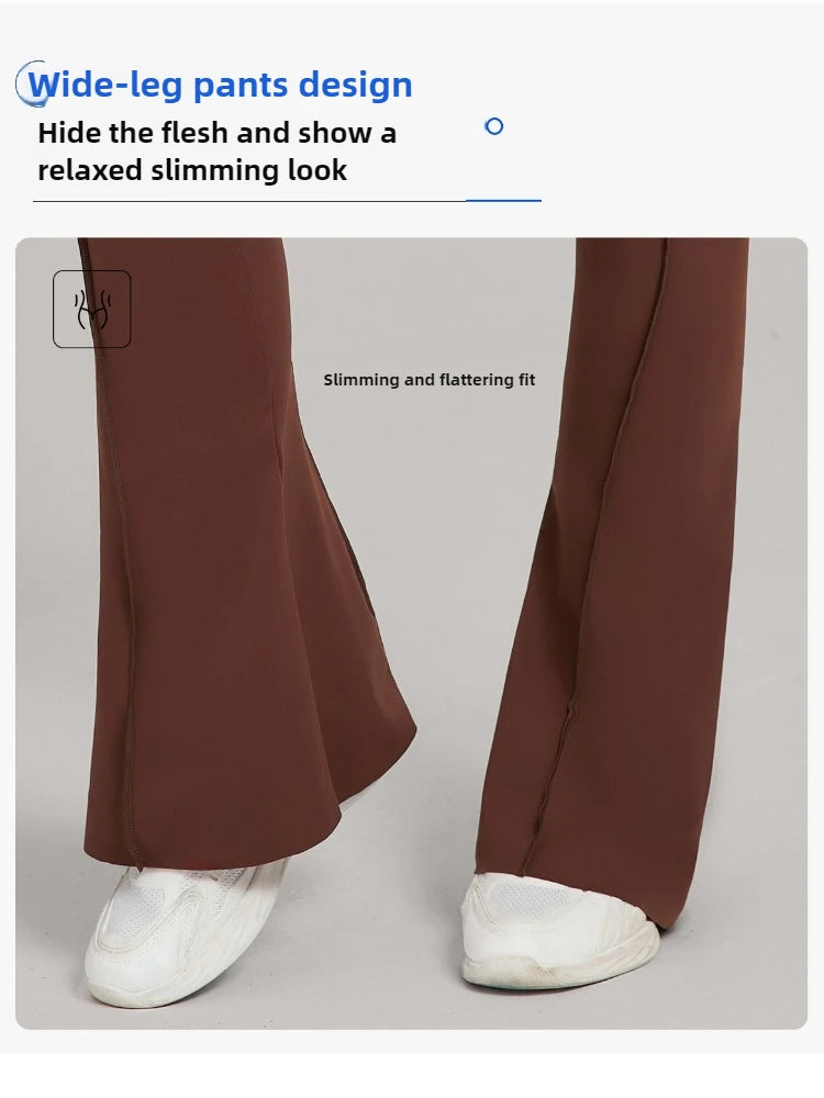Gym Workout Women's Wide-Leg Tight-Fitting Hip-Lifting Yoga Flared Pants Dance High-Waist Flared Casual Outdoors Sports Trousers