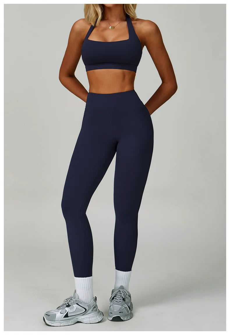 TRY TO BN Gym Sets Woman 2 Piece Yoga Backless Top Women's Tracksuit High Waisted Leggings Butt Lifting Fitness Workout Clothes