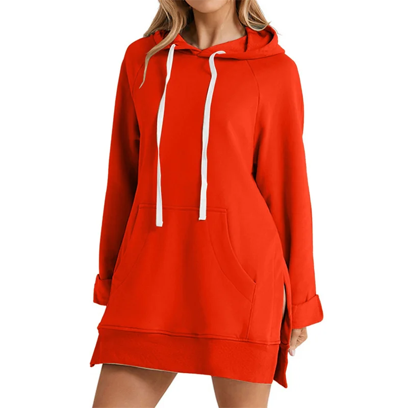 Hooded Slit Hem Hoodie Dress