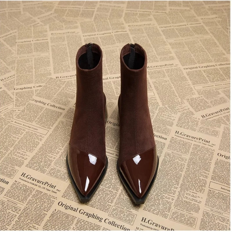 Pointed Mid Calf Chelsea Heels