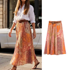 Summer Skirts Women's 2026 New Fashion Print Unique Women's High Waist Skirts Chic Youth Summer Travel Holiday Street Skirts