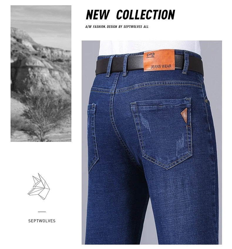 Classic Straight Stretch Denim Jeans