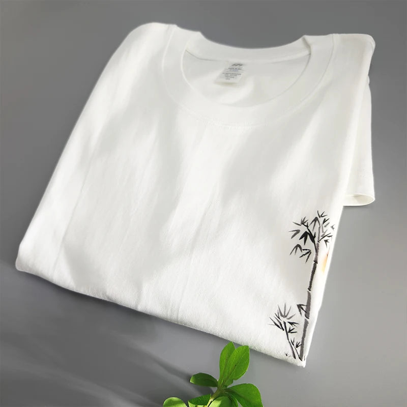 Chinese Print Cotton Summer Tee