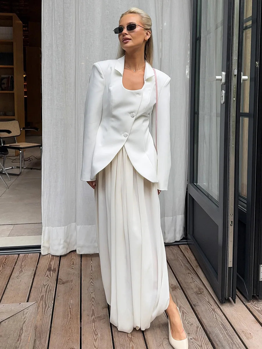 Irregular Skirt for Women Spring Summer New Elegant Street Style Skirt Women's Fashion Loose Ruched Draped Side Split Maxi Skirt