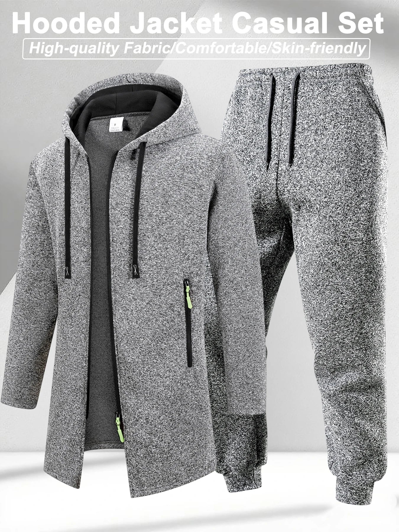 Men's Winter Casual Tracksuit Warm Zip-up Hoodie Jacket Sweatpants Set Daily Sports Jogging Suit Regular Fit Outdoor Sport Suit