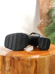 Women Open Toe Platform Square Heel Sandals