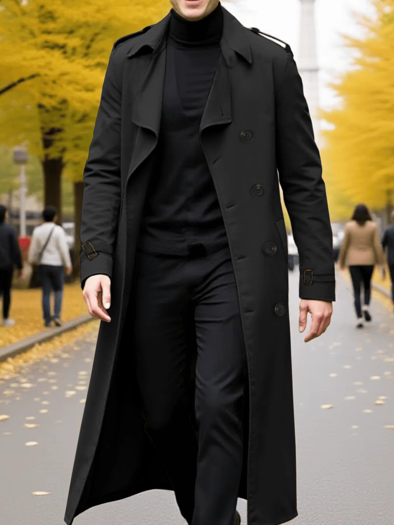 RVHSWDS Double Breasted Long Trench Coat