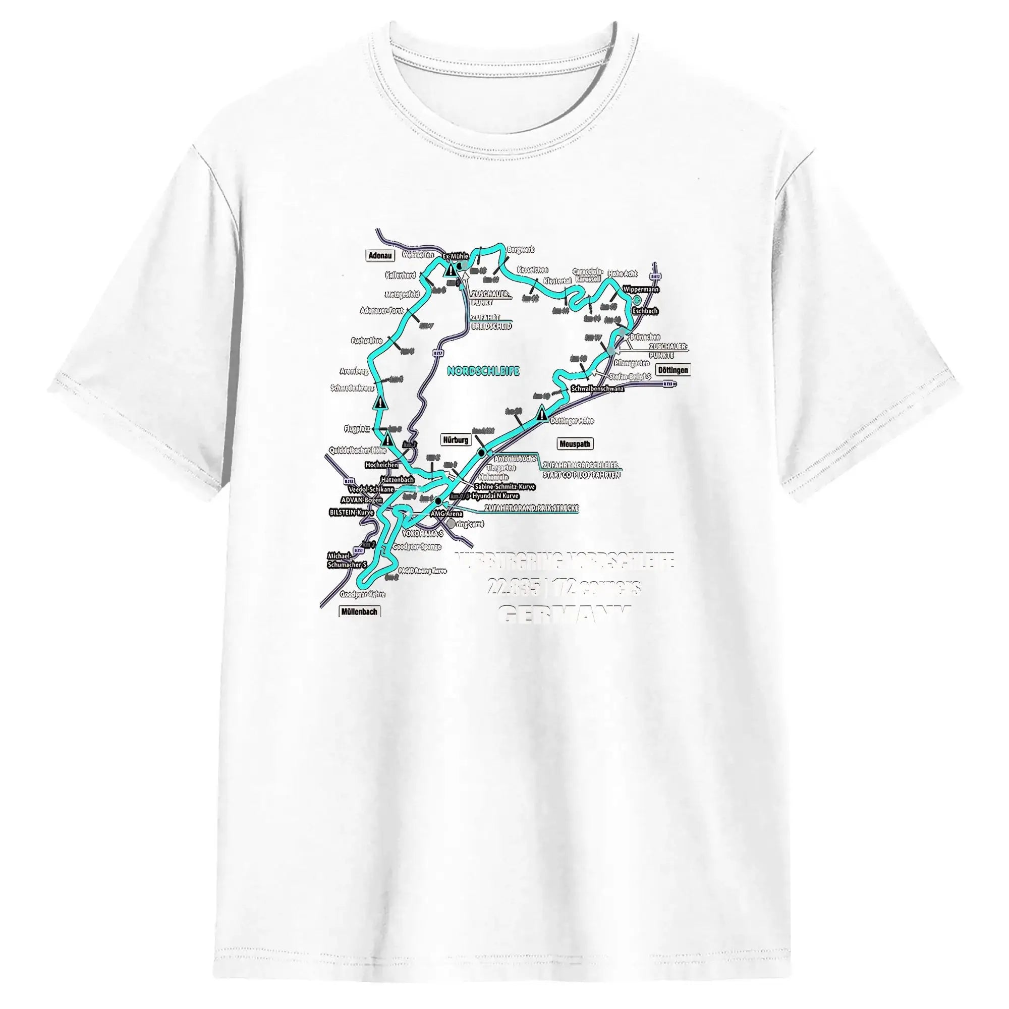 Men T-Shirt Nürburgring Nordschleife Germany Track Map Photographic Blue Print T Shirts Trending Beach Tees  Casual 1Cotton Tops