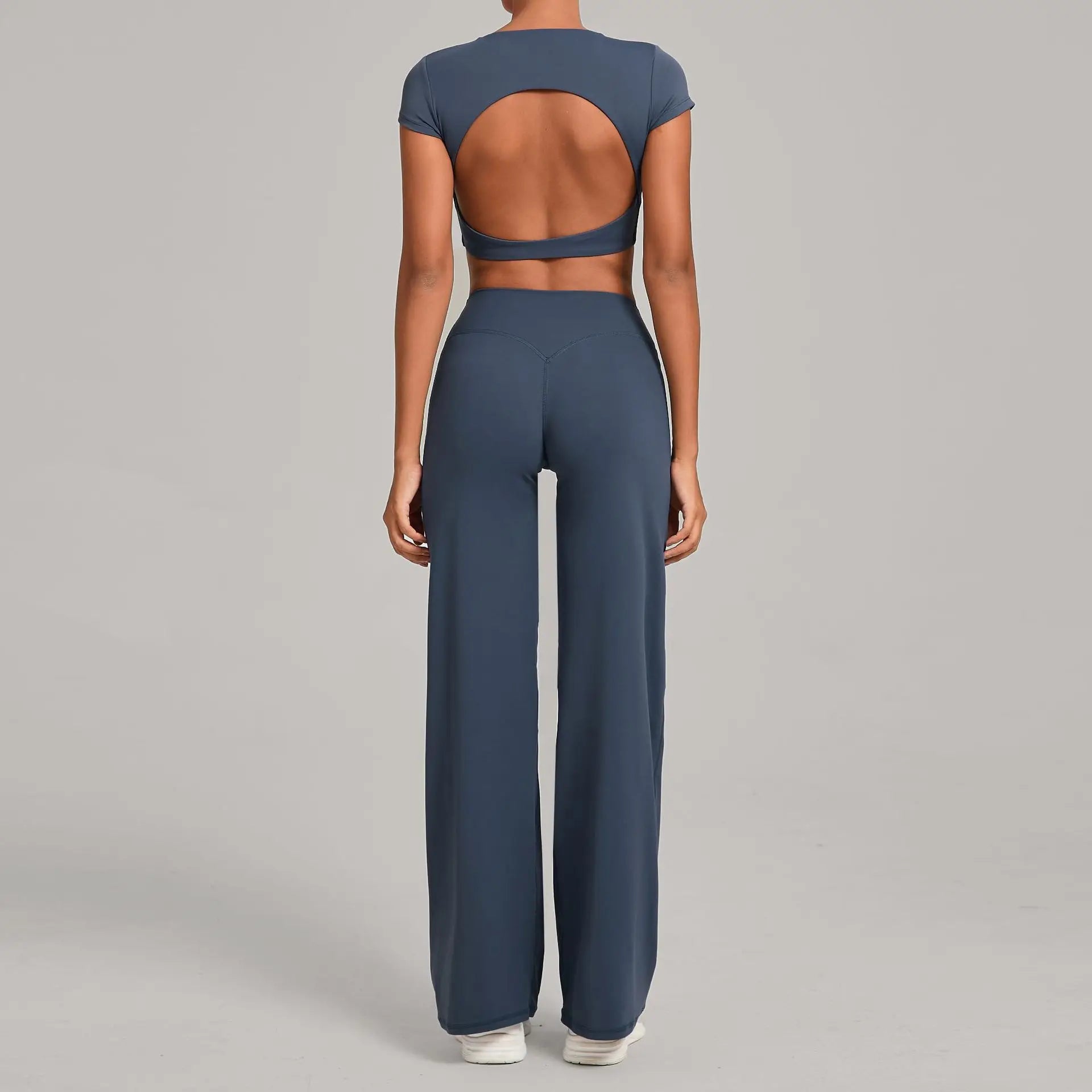 2PCS Yoga Set Women Yoga Pant Workout Tracksuit Sportswear Gym High Waist Straight Leg Bottoms Fitness Bta Sports Suit XP01
