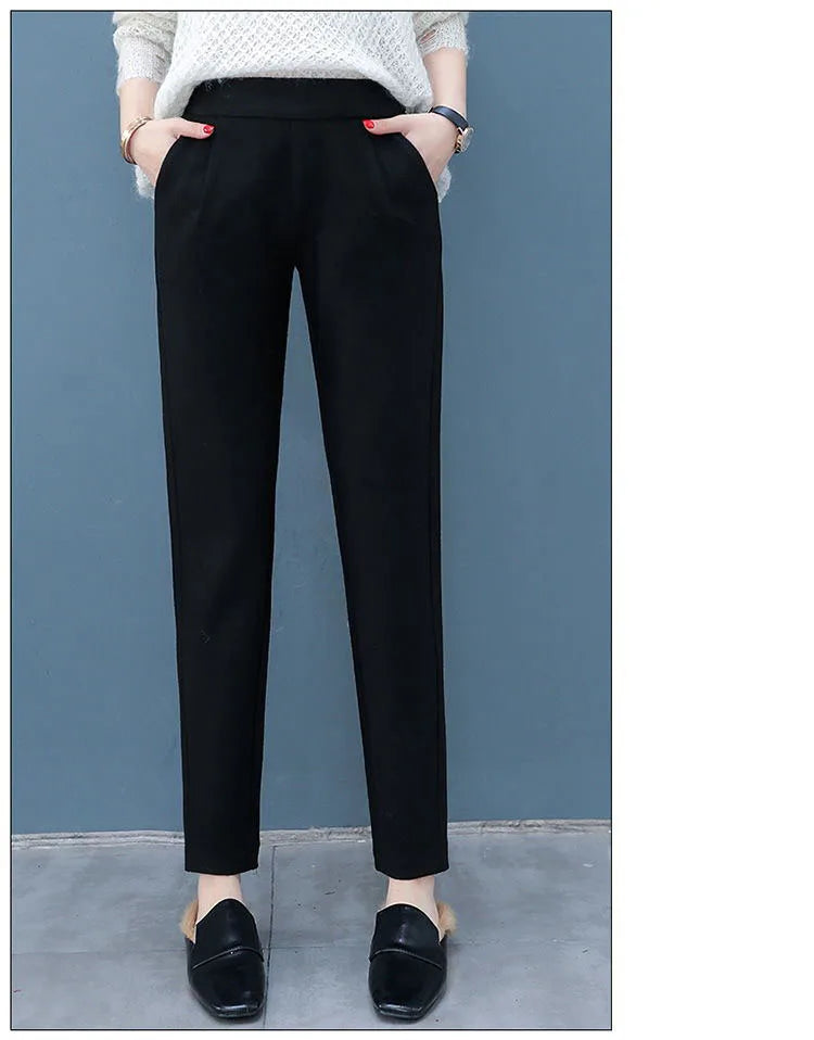 High Waist Woolen Harem Pants