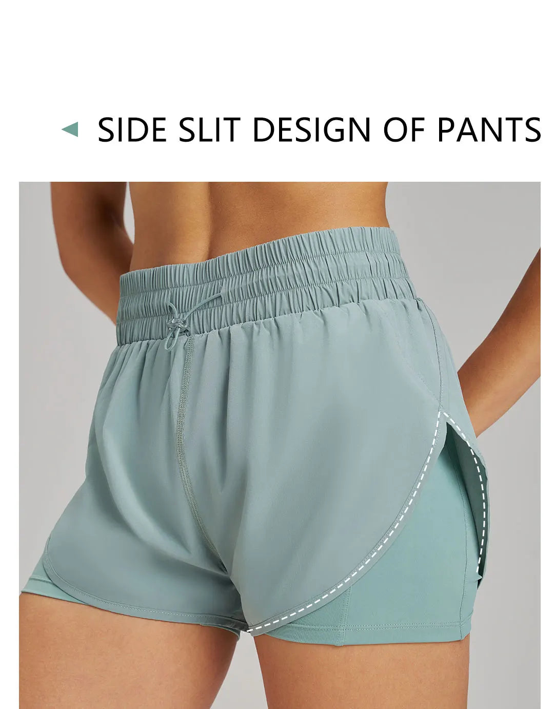 Yoga Shorts Sports Fitness Shorts High Waist Running Fake Two Pieces Anti-Shine Shorts Women's Double Layer Training Leggings