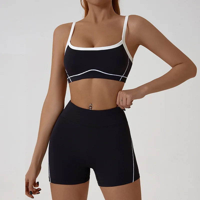 Woman Yoga Sport Outfit for Fitness Two Pieces Short Pant Sets Suits Tracksuit Sportswear Woman Gym Yoga Workout Clothes