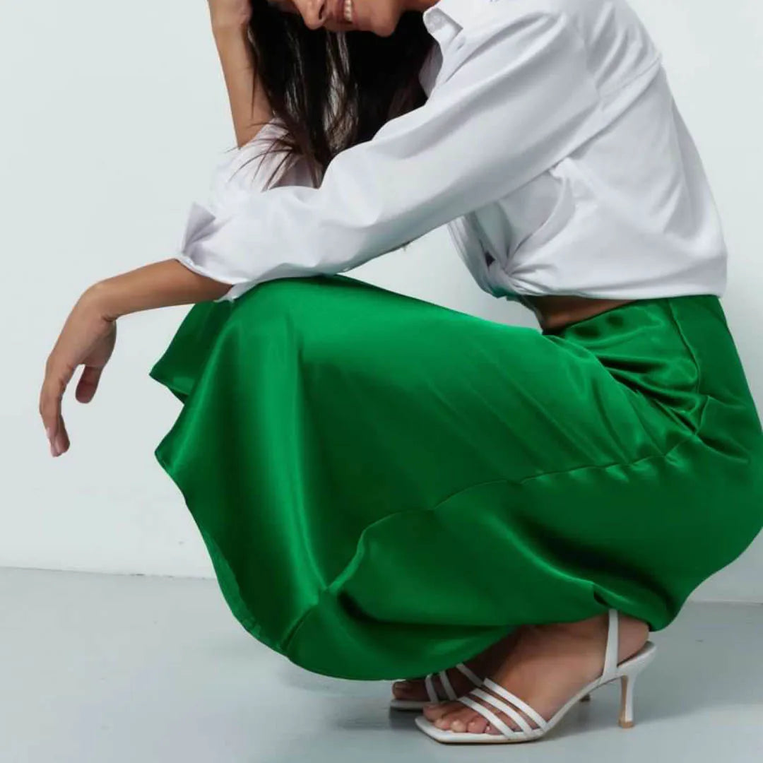 Elegant Satin A-Line Summer Skirt