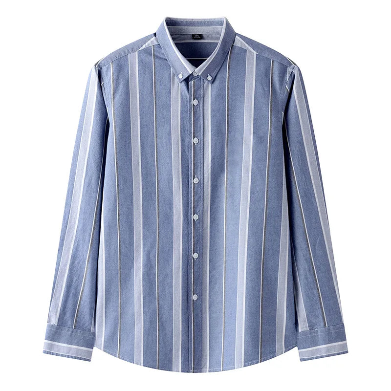 Striped Plaid Cotton Slim Shirt