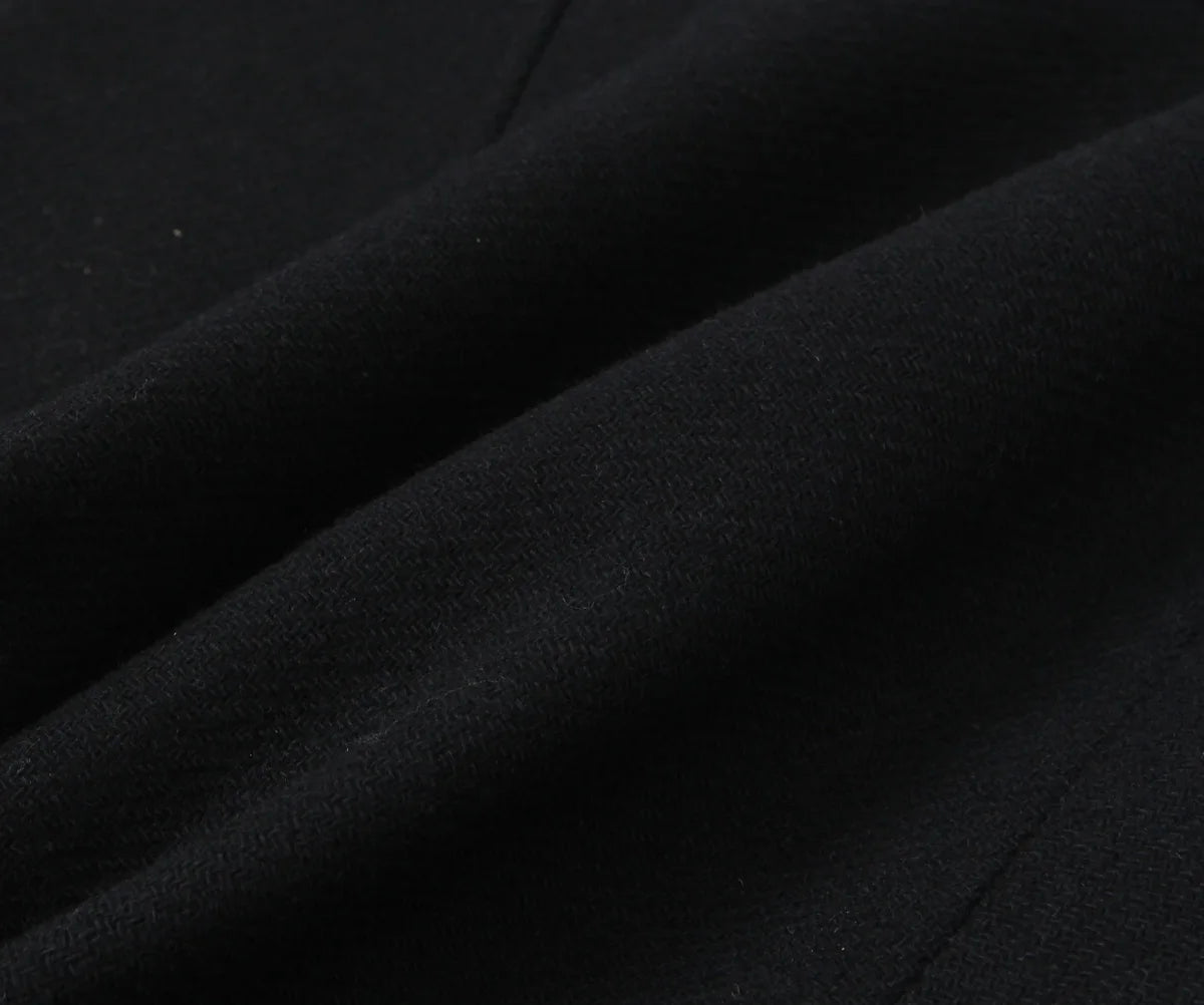 Retro Black Wool Long Coat