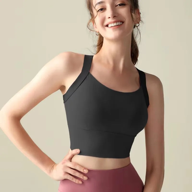 Women's One-Cup Sports Bra Shockproof Anti-Sagging for Running High-Intensity Yoga Fitness Wear Beautiful Back Design
