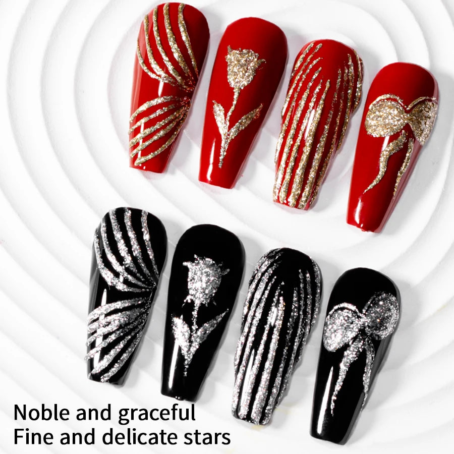 RSNAIL 5g No-Wipe Platinum Gel Nail Polish for Summer Reflective Sparkle Metallic Golden Silvery Drawing Liner Manicure Varnish