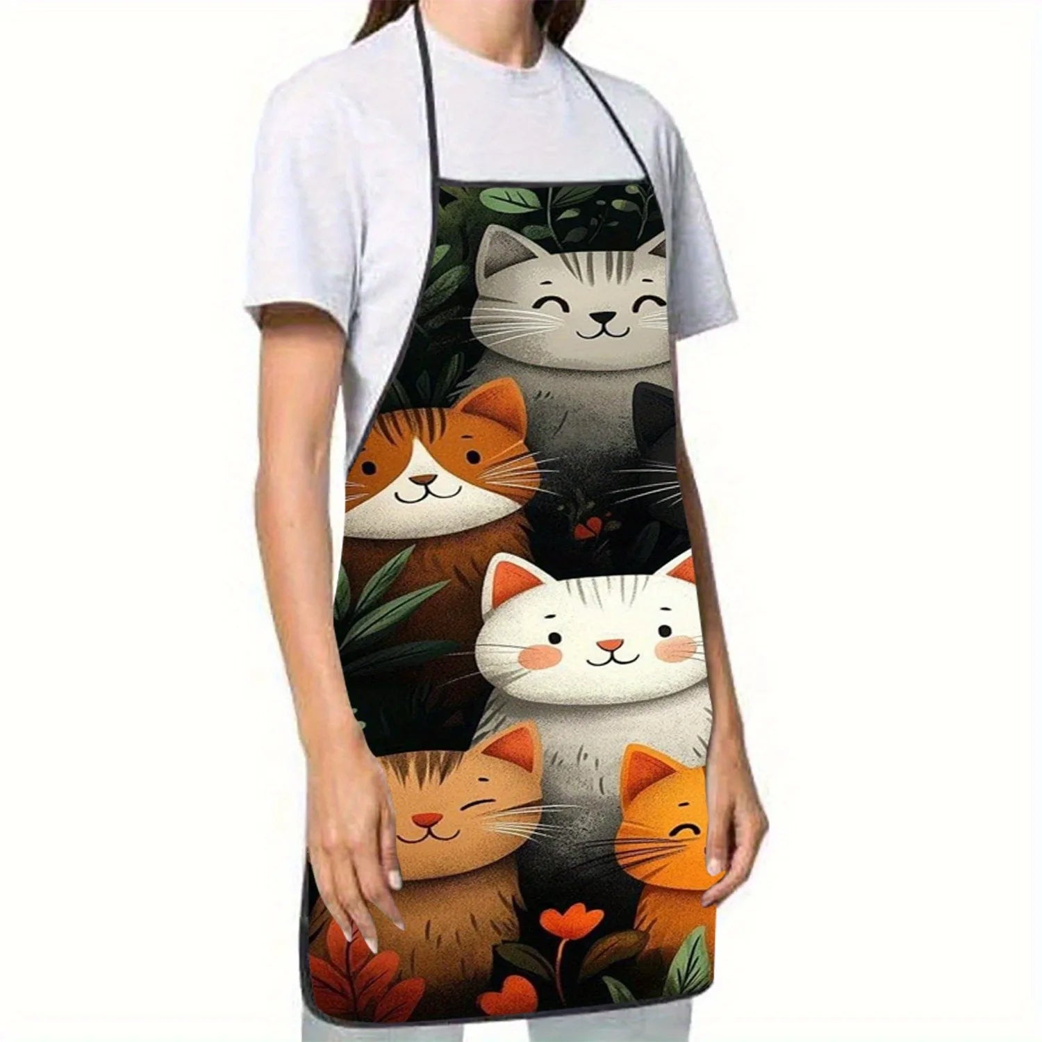 Vibrant Cartoon Cat Kitchen Apron