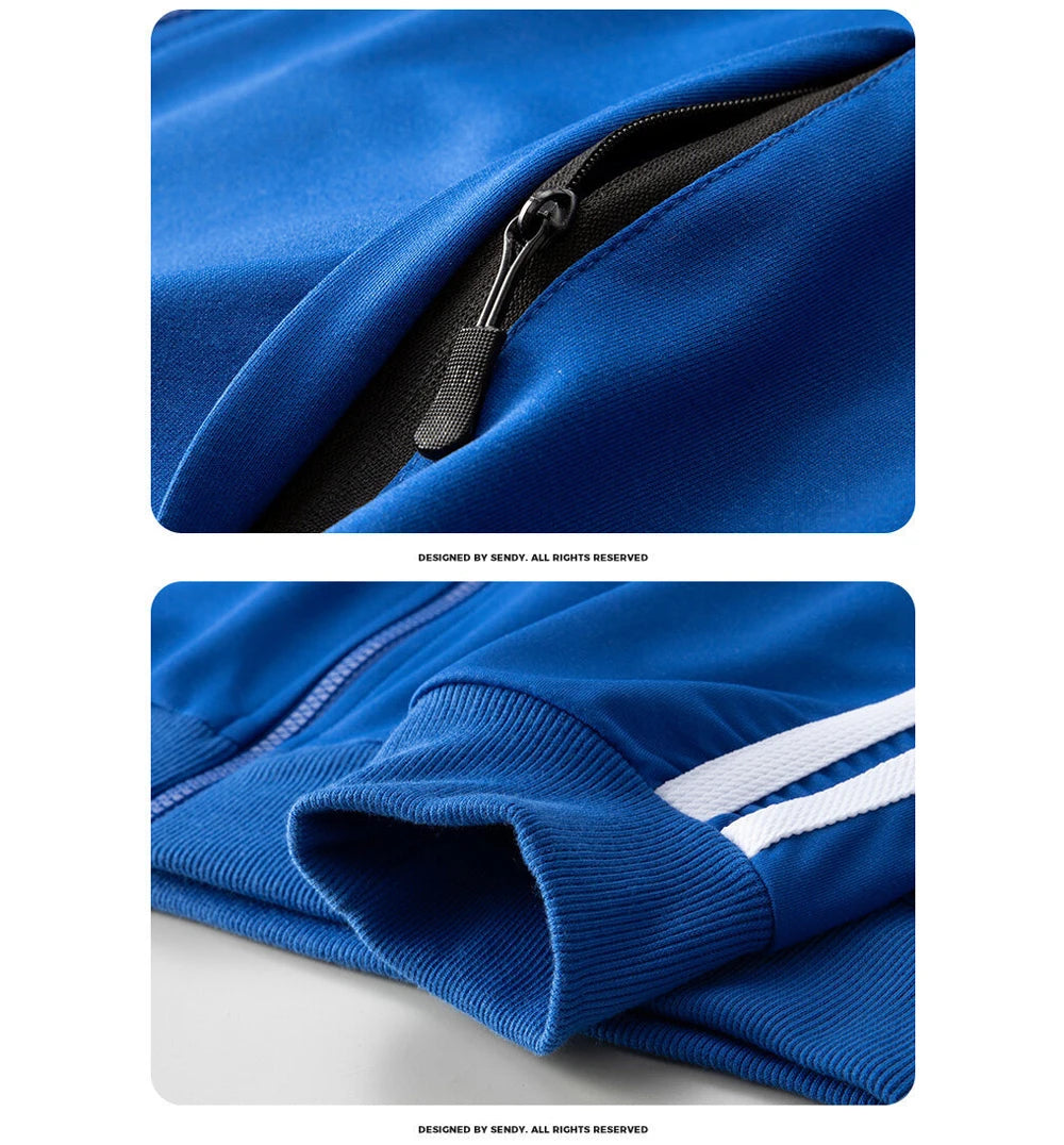 Autumn Mens Sportswear Suits Fashion Tracksuit 2 Piece Sets Jacket+Pants Sweatsuit Man Outdoor Joggers Running Sports Suits 5XL
