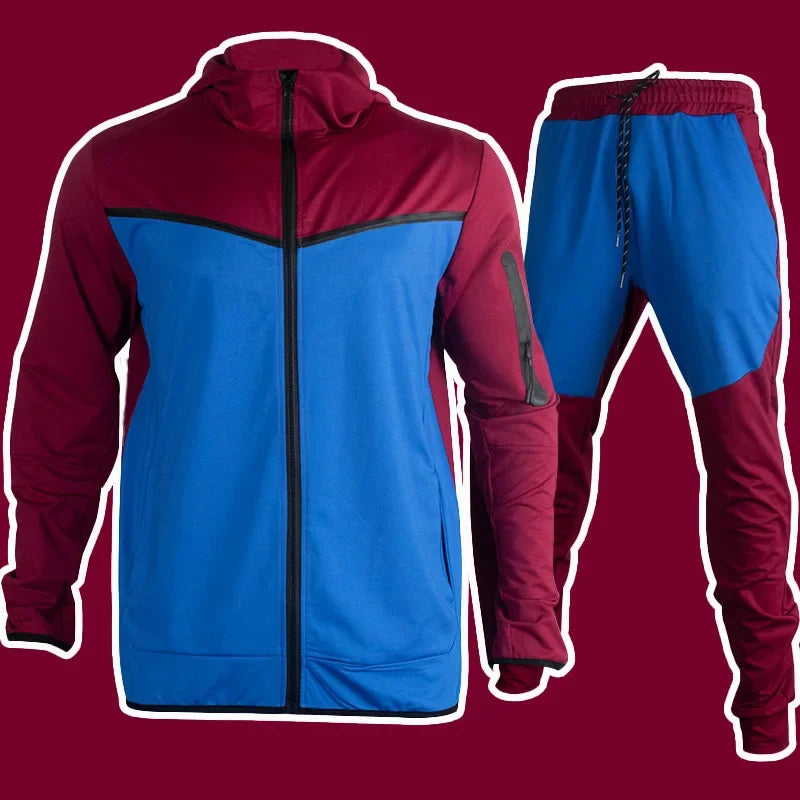 Luxury Brand Men Tracksuits 2-piece Set Black Sports Suit Tracksuits Jogging Men's Clothing Sweatpants Zip Sweatshirts Techwear