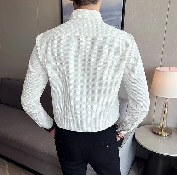 Slim Waffle Business Shirt Men