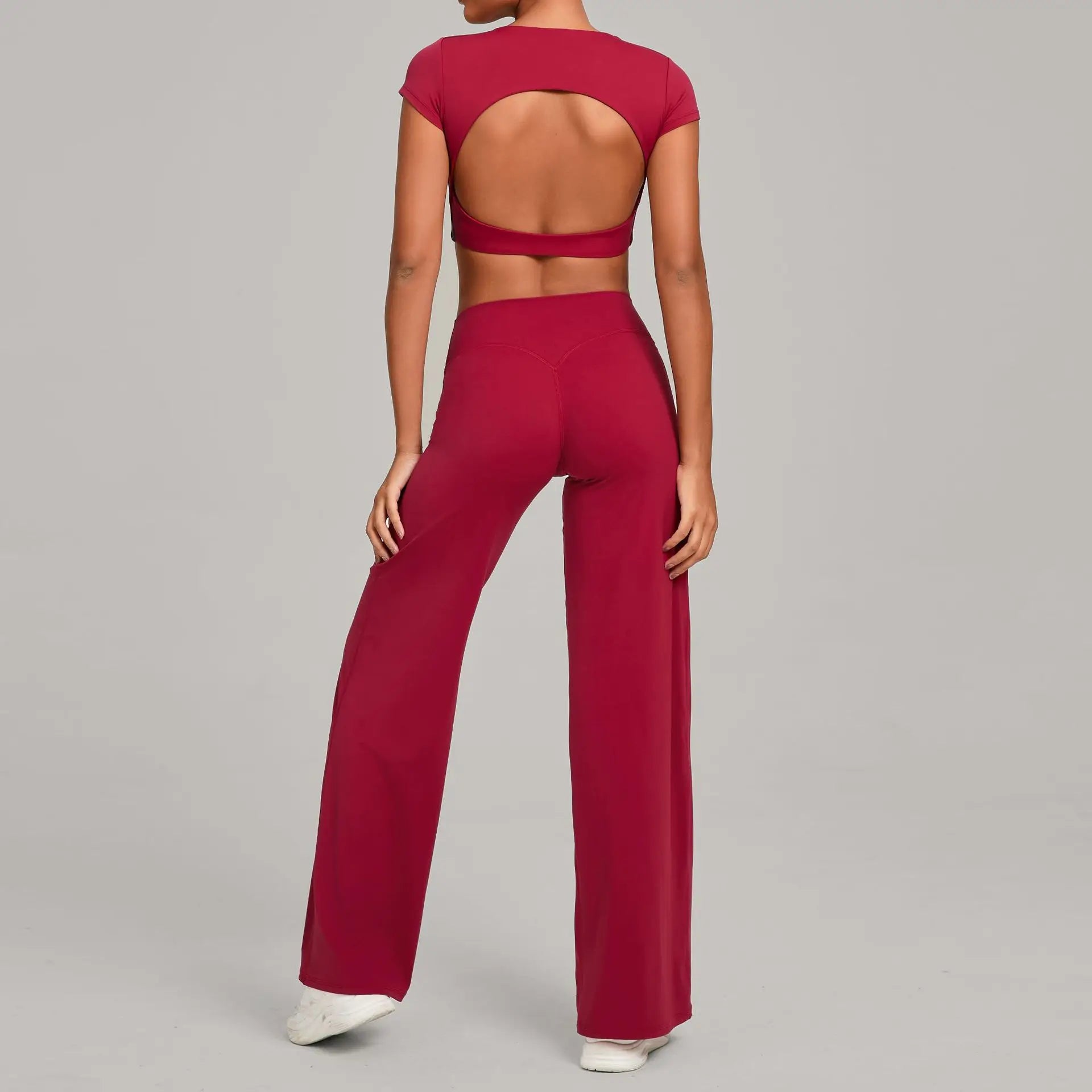 2PCS Yoga Set Women Yoga Pant Workout Tracksuit Sportswear Gym High Waist Straight Leg Bottoms Fitness Bta Sports Suit XP01