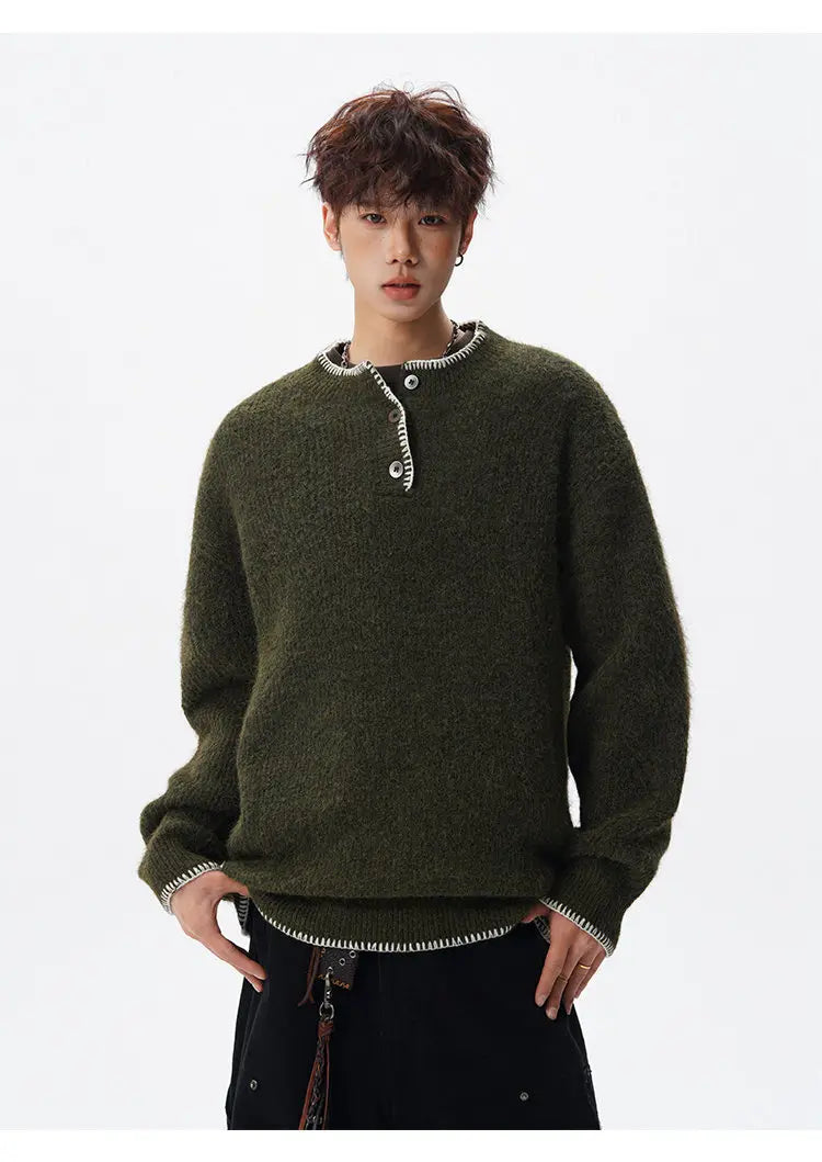 Korean Button Knit Pullover