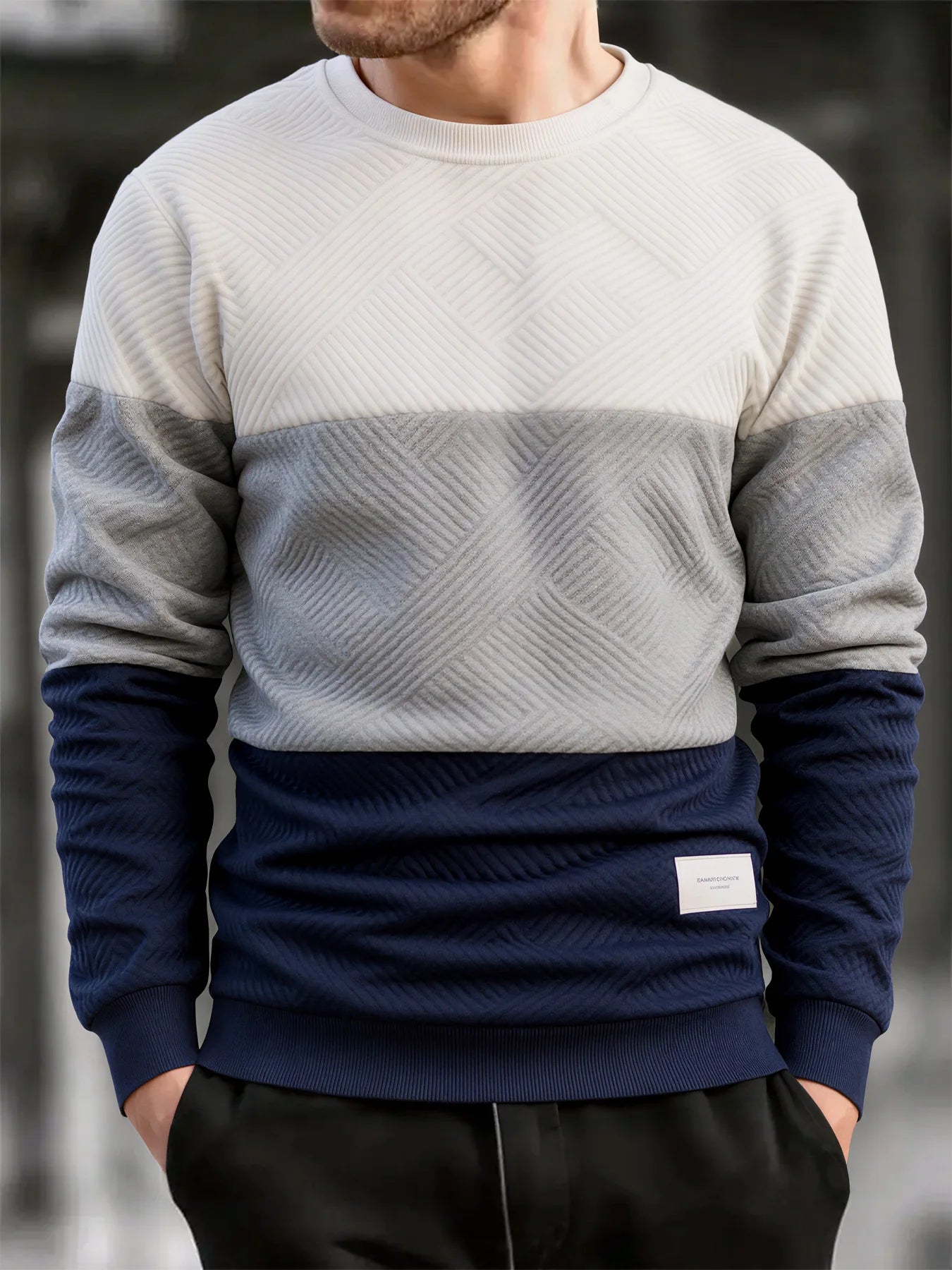 Thick Patchwork Knit Pullover