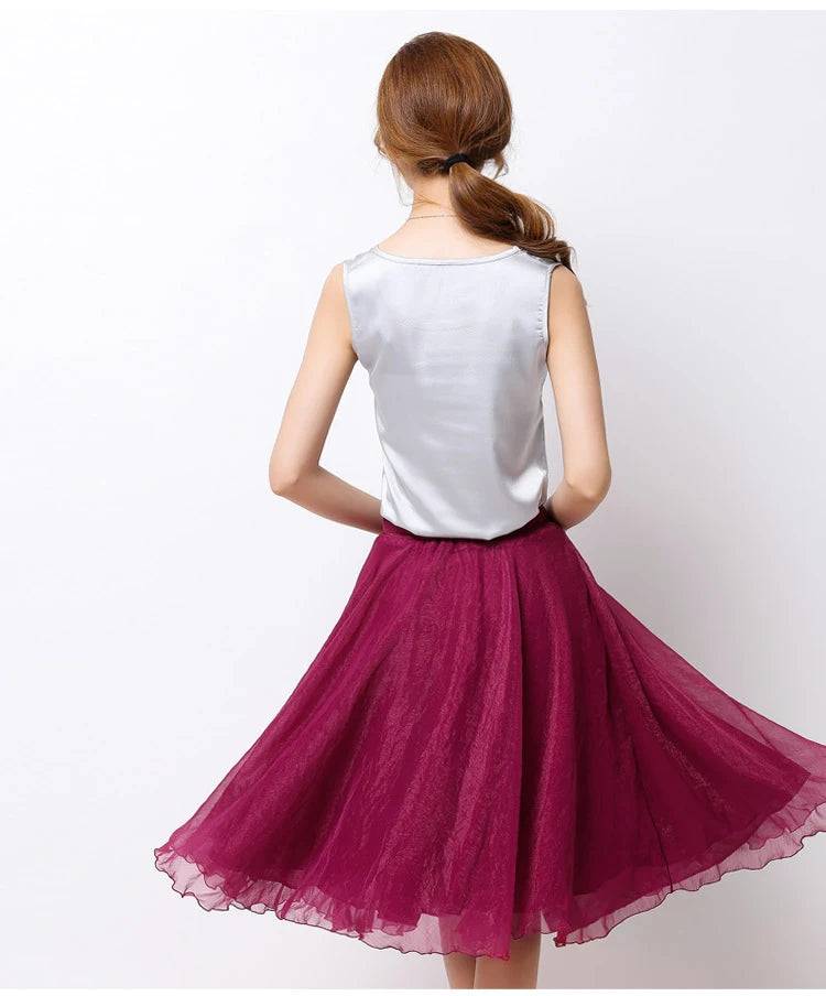 Silk Pleated High Waist Midi