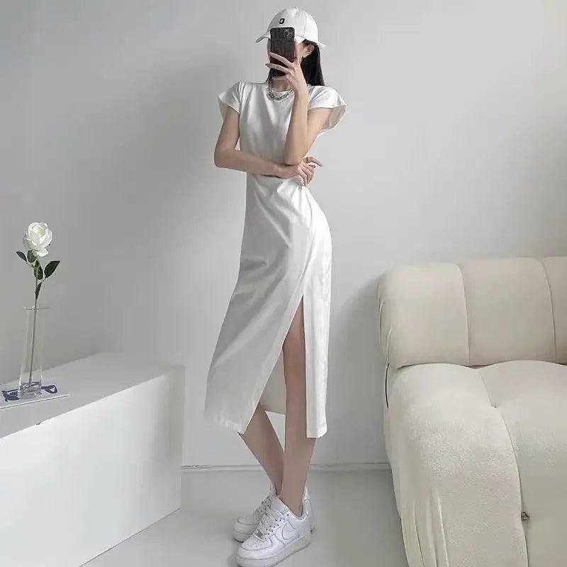 Chic Minimalist White Midi Dress