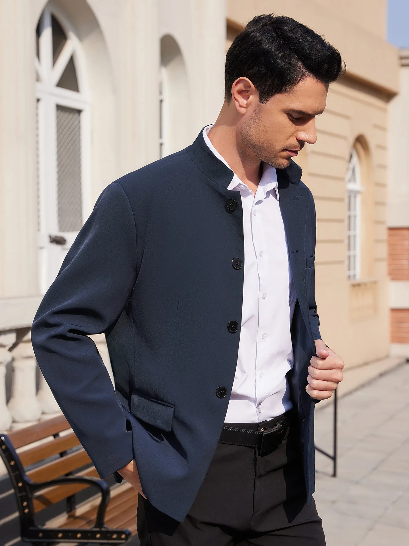 Men’s Lightweight Stand-Collar Casual Blazer