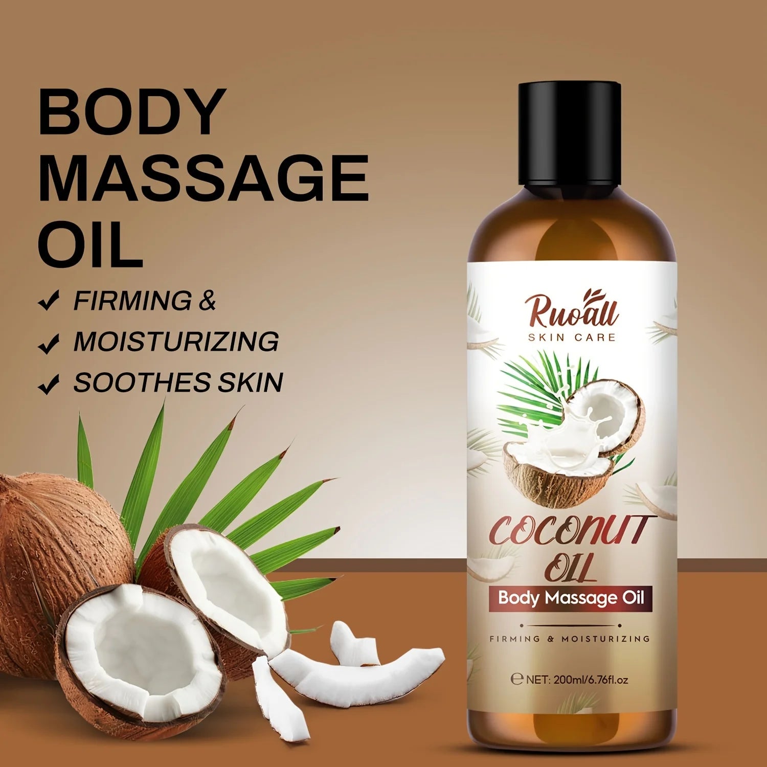Coconut Oil Body Massage Essential Oil, Rich in Coconut Oil Extract Essence, Can Be Used for Body Massage, Long-Lasting Fragranc